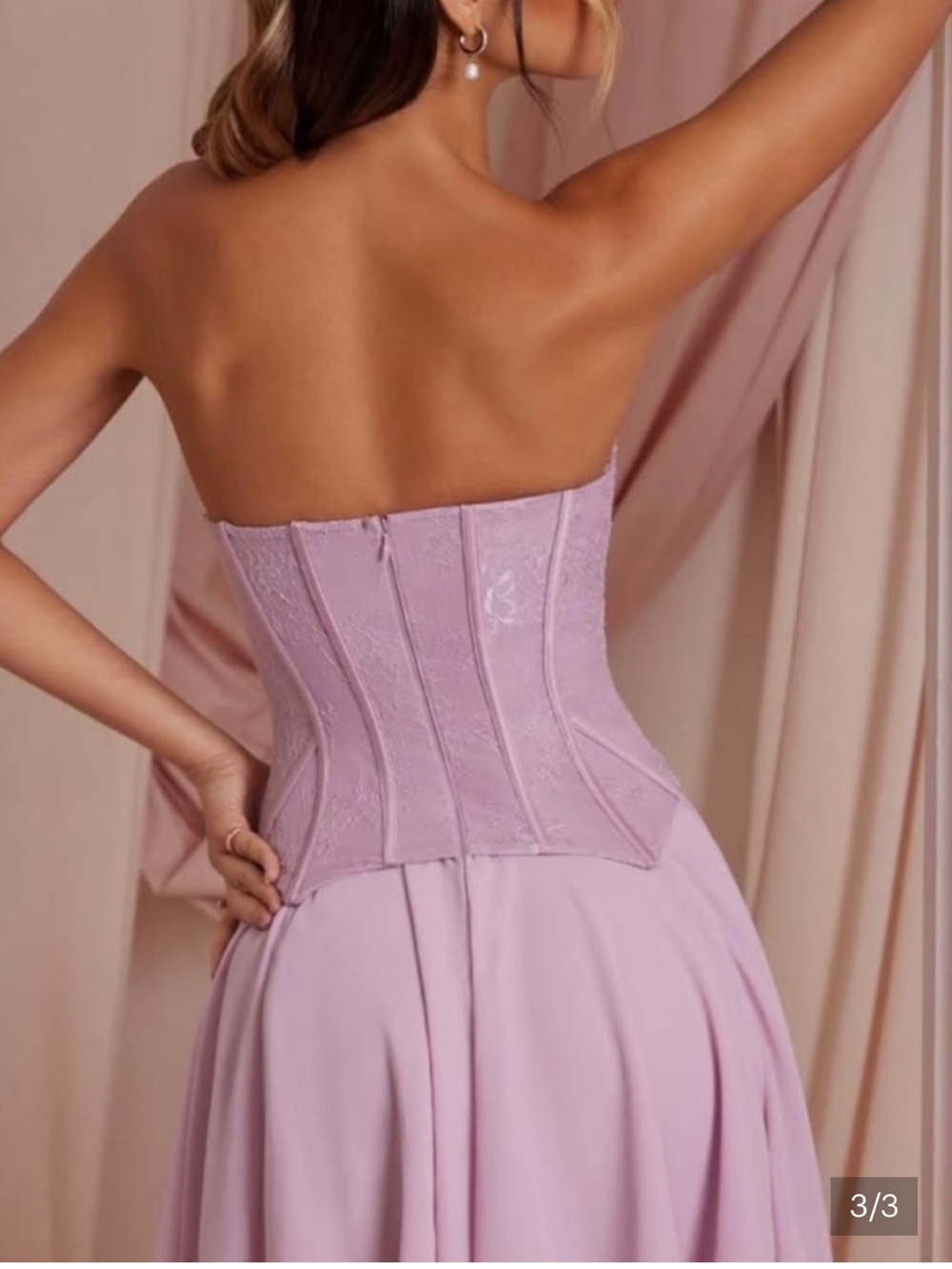 NWT Oh Polly Chloe Dusty Pink Lace Corset Mini Dress Size 8 - Picture 10 of 10
